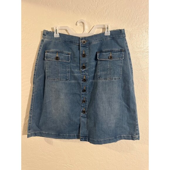 Lane Bryant Plus Size Denim Buttoned Midi Skirt - Picture 1 of 6